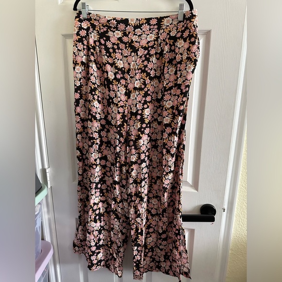 New Look Pants - New Look Black and Pink Floral Maternity Pants